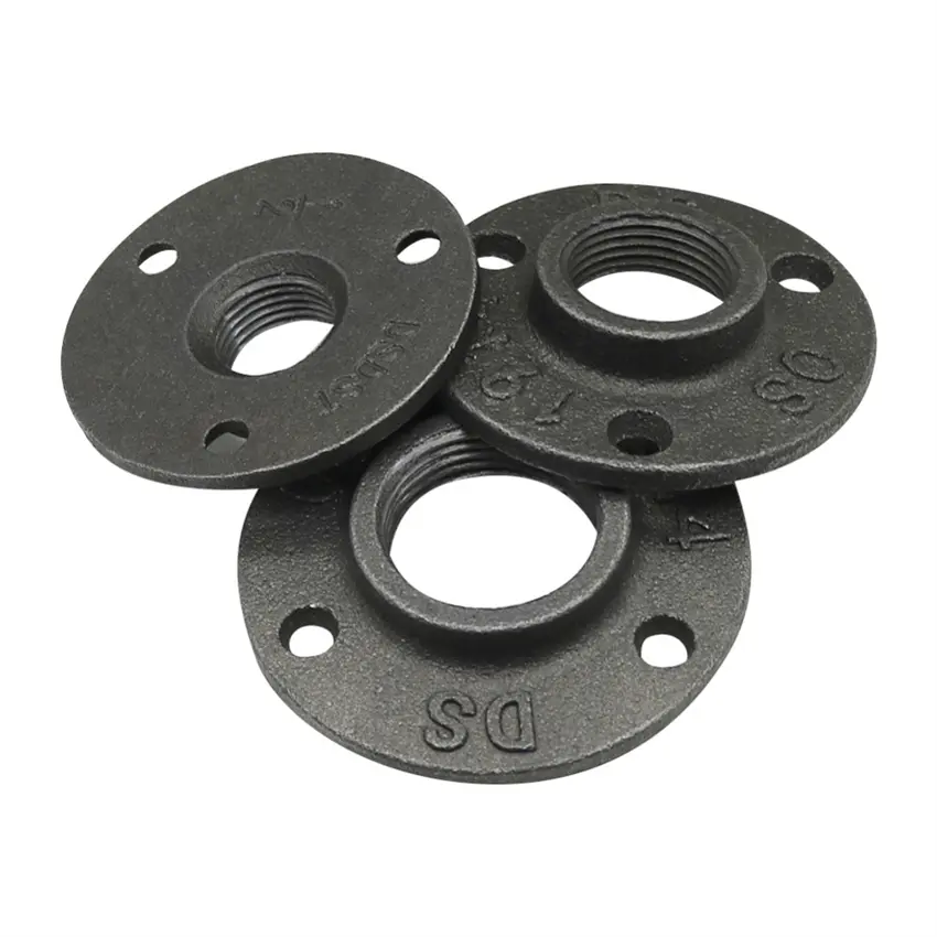 10Pcs DN15 1/2″ Cast Iron Flanges Pipe Fittings Wall Mount Floor Antique Flange Piece Malleable Iron Flange BSP Threaded Hole