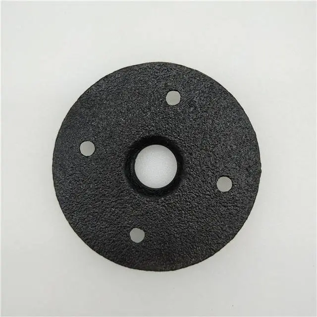 black DN20  industrial  Pipe Furniture Malleable Iron Floor Flange