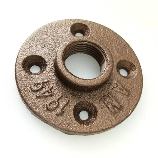 Good quality 1/2 3/4 inch black cast iron pipe fitting floor flange flat flange