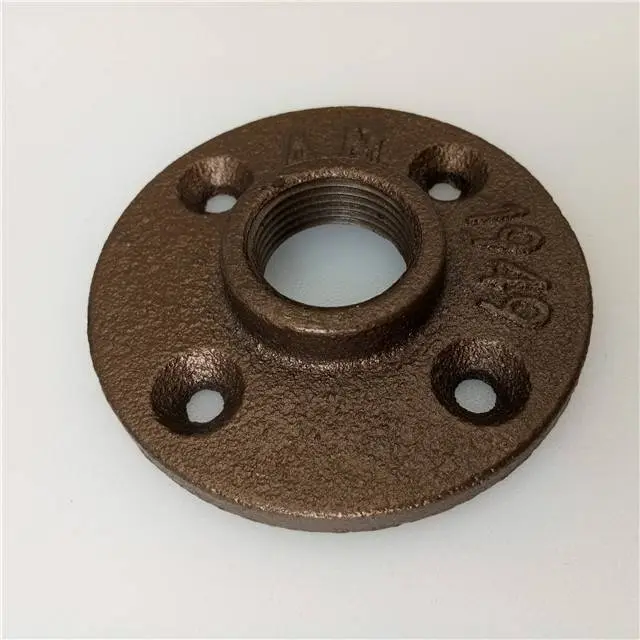 Floor Flange 1/2 3/4 inch cast Iron Pipe Fittings Malleable Iron Pipe Fittings 4 holes Flanges BST Threaded