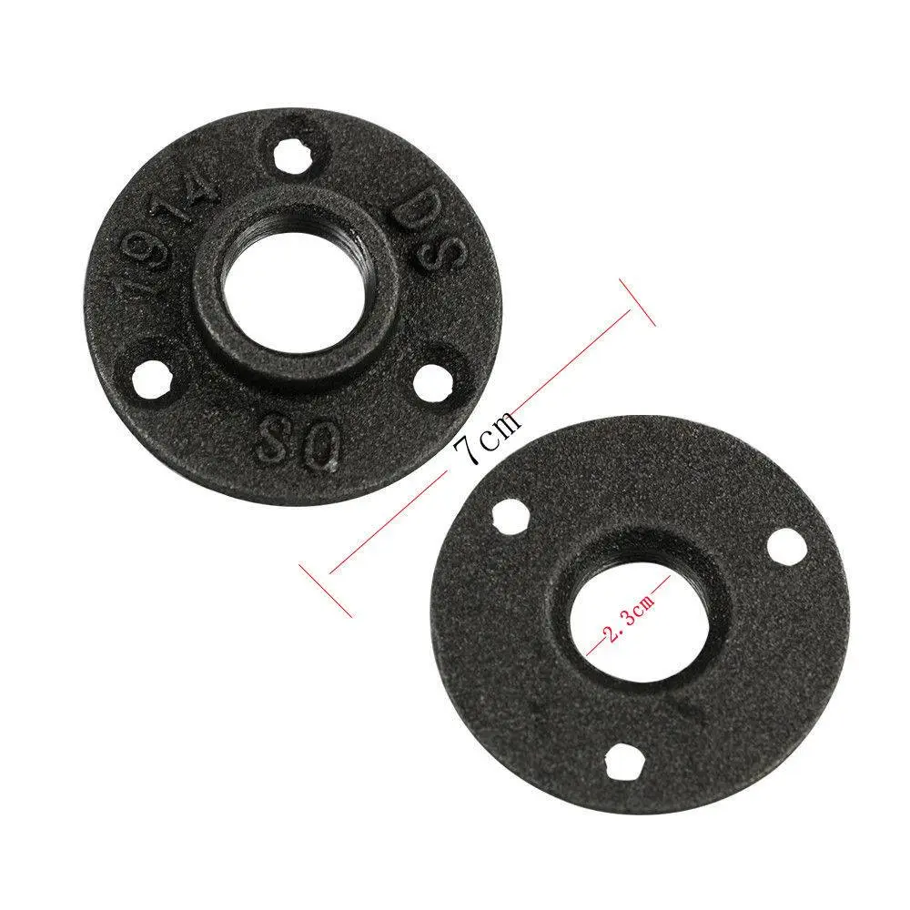black Malleable Threaded Floor Flange Iron BSP Pipe Fittings Wall Mount 1/2