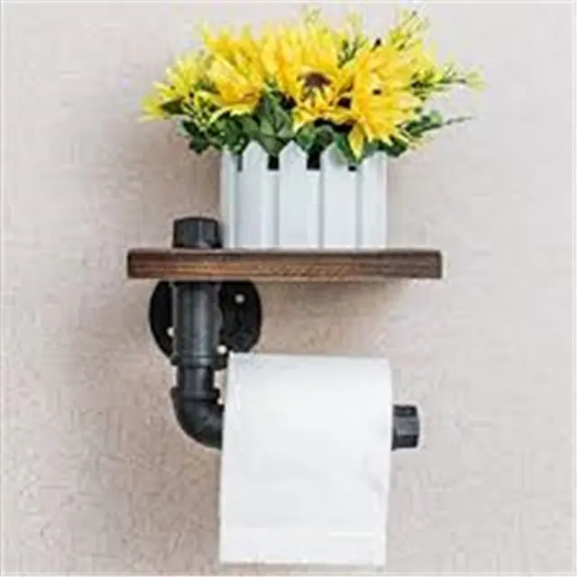 1/2'' Black Malleable Iron Floor Flange, pipe, cap, elbow for DIY industrial toilet paper holder