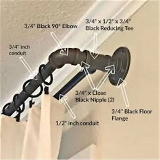 Brackets Wall Floating Shelf Vintage Retro Black Iron Industrial Pipe