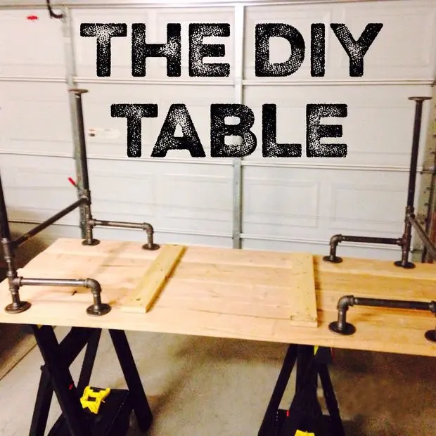 DIY Butcher Block Pipe wood block coffee Table 1/2'' 3/4'' floor flange tee elbow