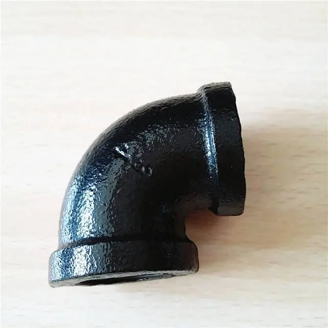 Black and galvanized malleable cast iron 90 degree elbow pipe fitting