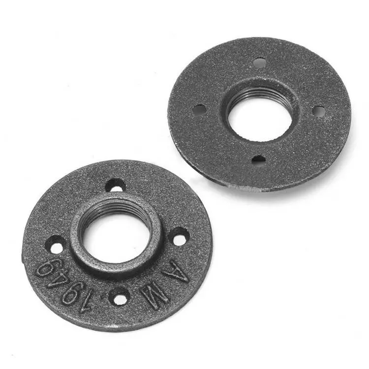 Solid Reputation Retro Malleable Iron Threaded 1/2 or 3/4 black iron Floor Flange