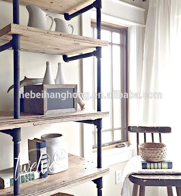 DIY Industrial Pipe Shelf for furniture floor flange