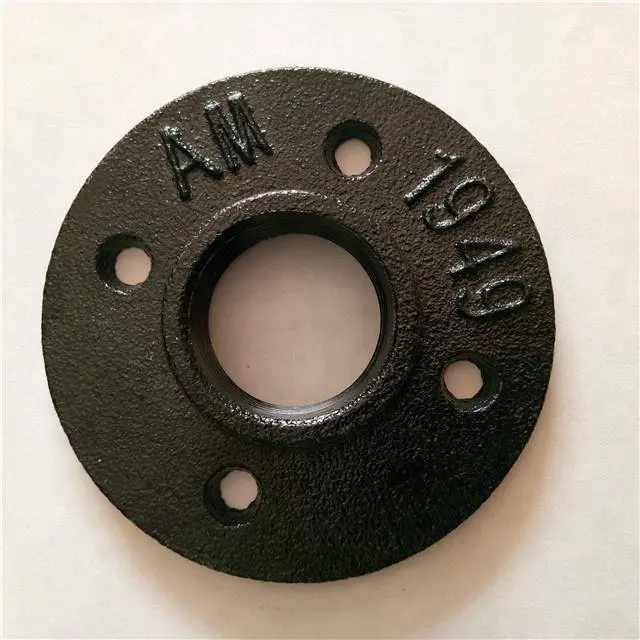 DN15 1/2 Inch Malleable Iron Flange Pipe Floor Fitting Plumbing Threaded 3 Holes Flange