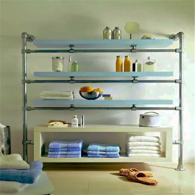 Antique Industrial diy wall mounted shelf with kee klamp pipe