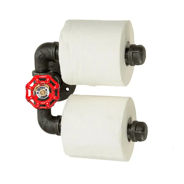 Industrial Style Wall Mounted Bathroom Iron Pipe Toilet Paper Roll Holder