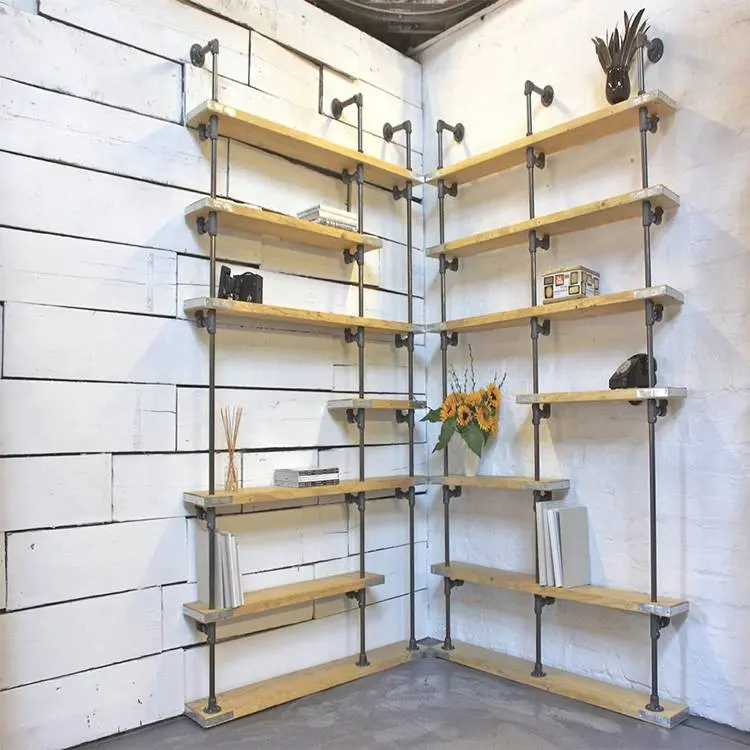 Assembled shelf by pipe fitting and floor flanges DIY work