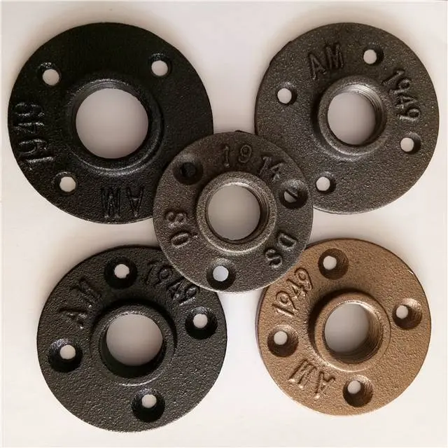 3/4'' Black Malleable Threaded Floor Flange Iron Pipe Fittings Wall Mount