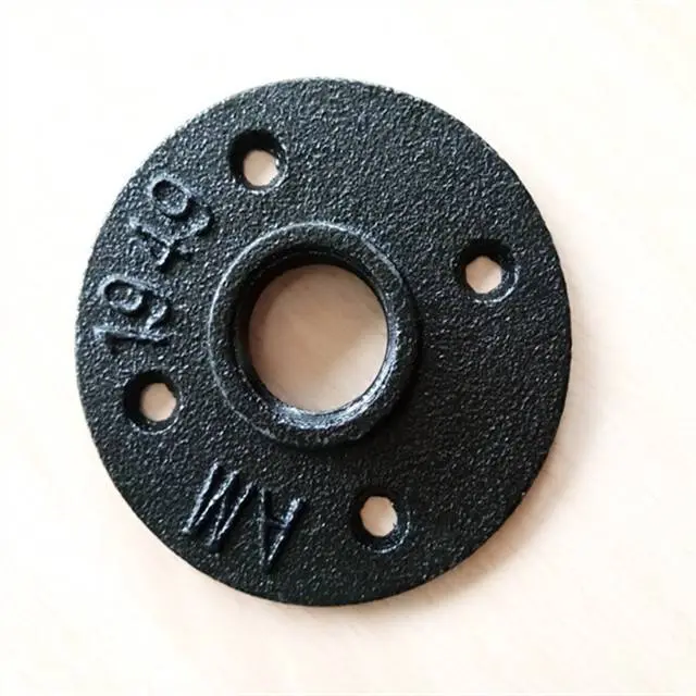 3/4'' 1'' black malleable iron floor flange wrought iron bookshelf