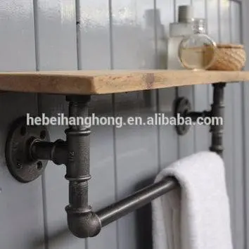 1/2'' 3/4'' Reclaimed Wood Pipe Desk with Side Shelves