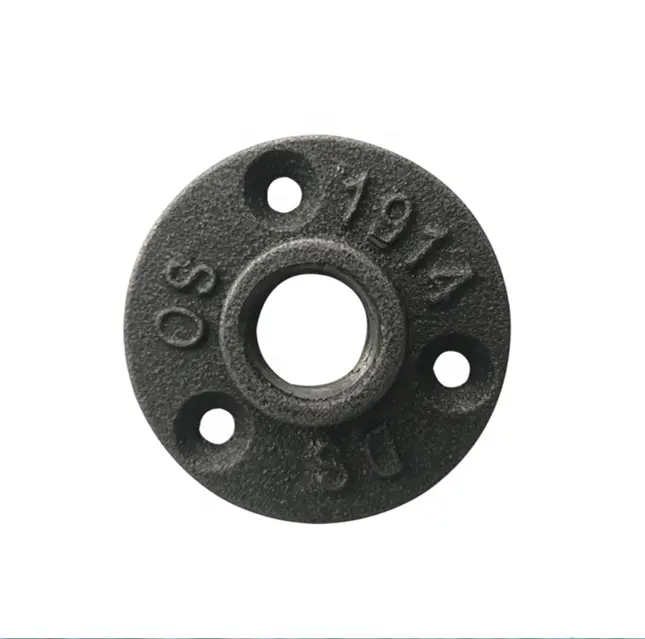 1/2 black industrial malleable cast iron dn15 flange used for diy black pipe coffee bar station